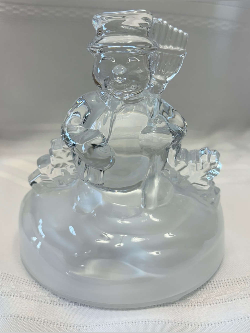 Vintage Cristal d’Arques Crystal Snowman Figurine, Made in France